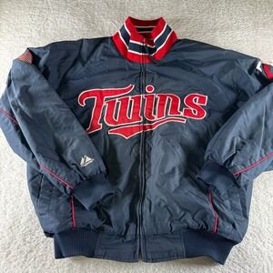 Vintage Majestic Authentic‎ Collection 911 Patch Minnesota Twins Jacket M Blue